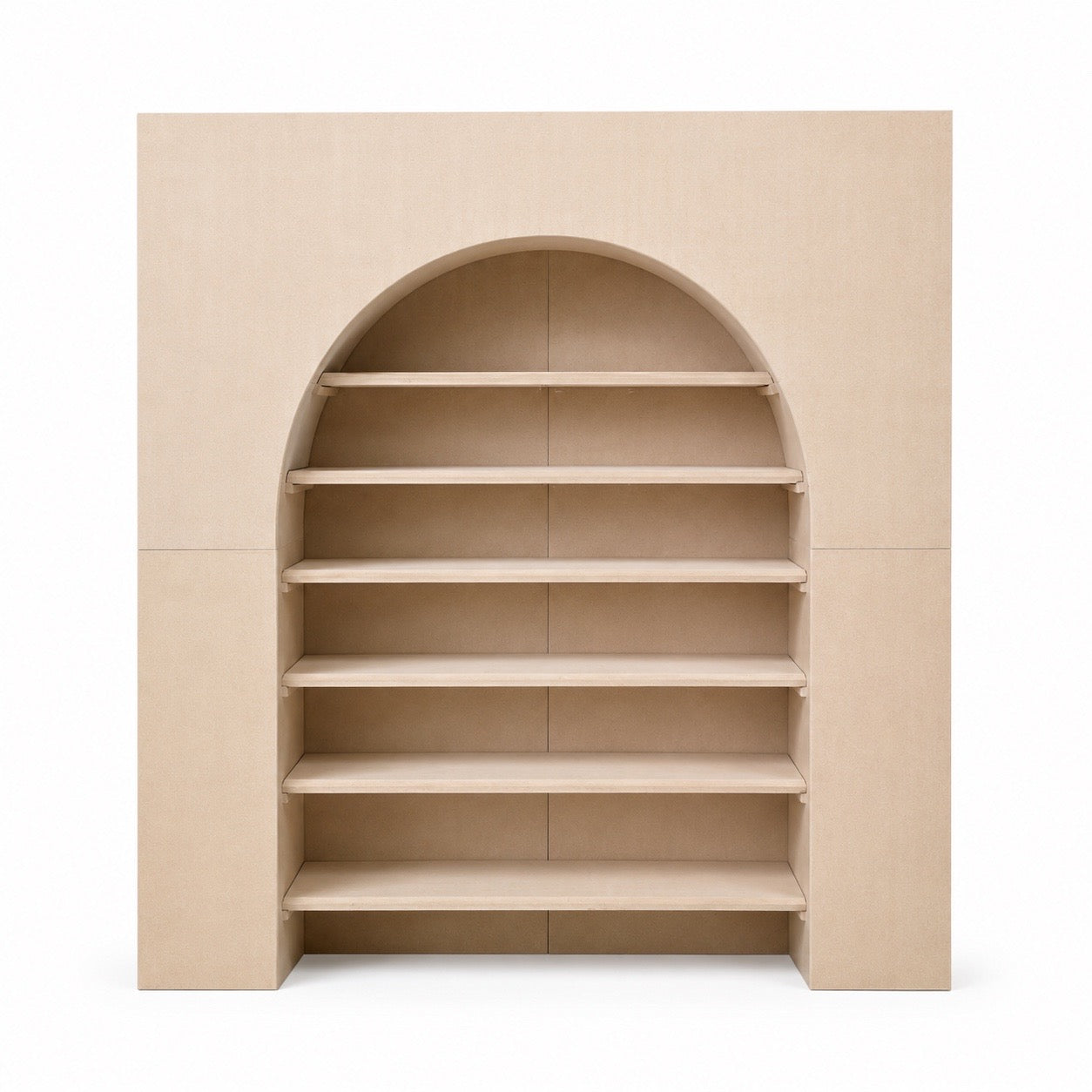 3D square arch with shelving